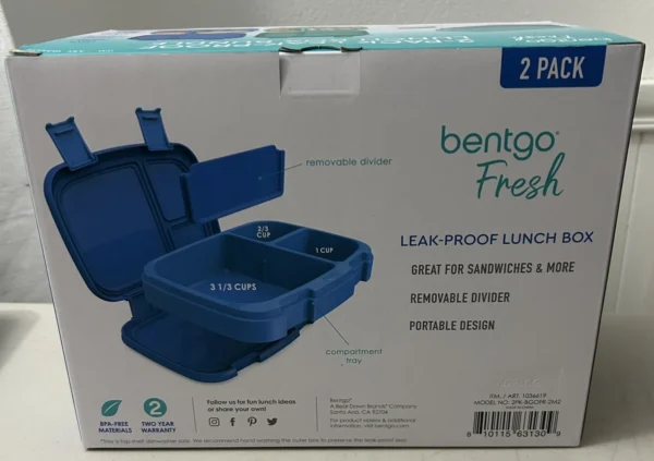 Bentgo Fresh Lunch Box Containers, 2-pack - Blue/Green - Image 3