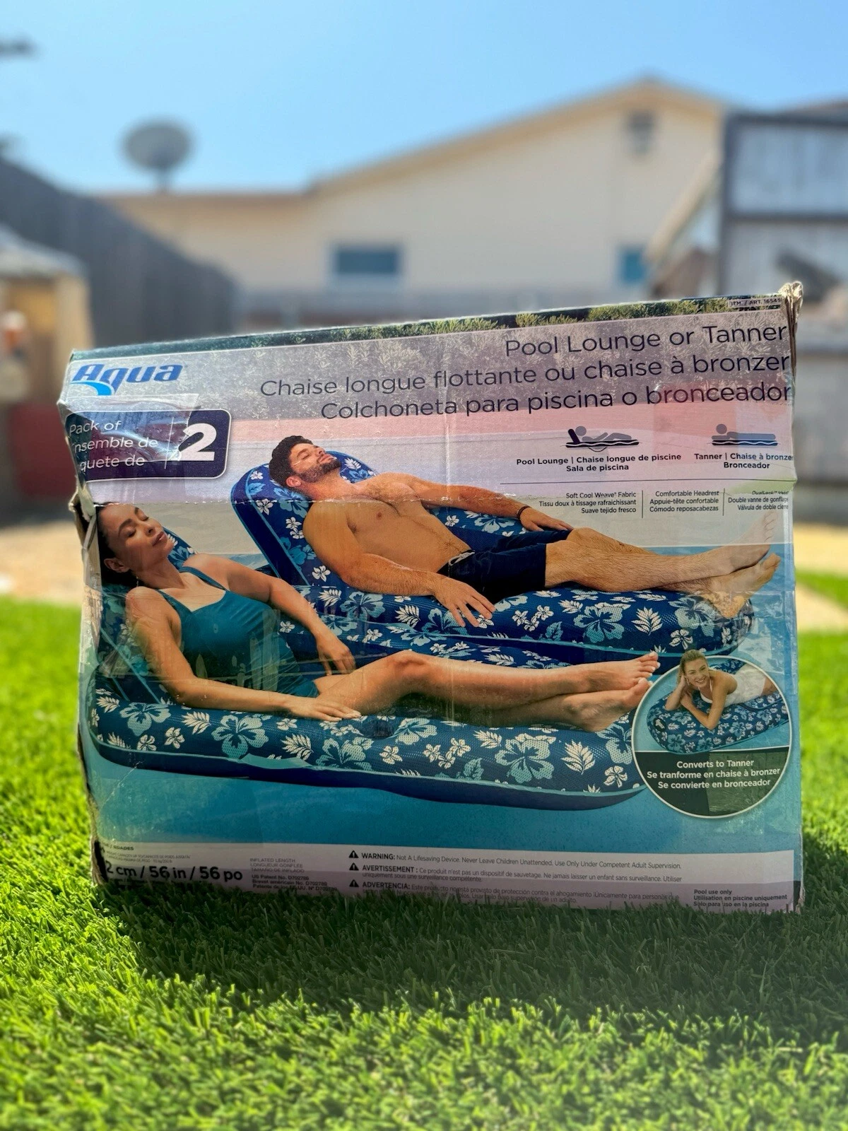 Aqua Luxury Inflatable Pool Recliner, 2-pack