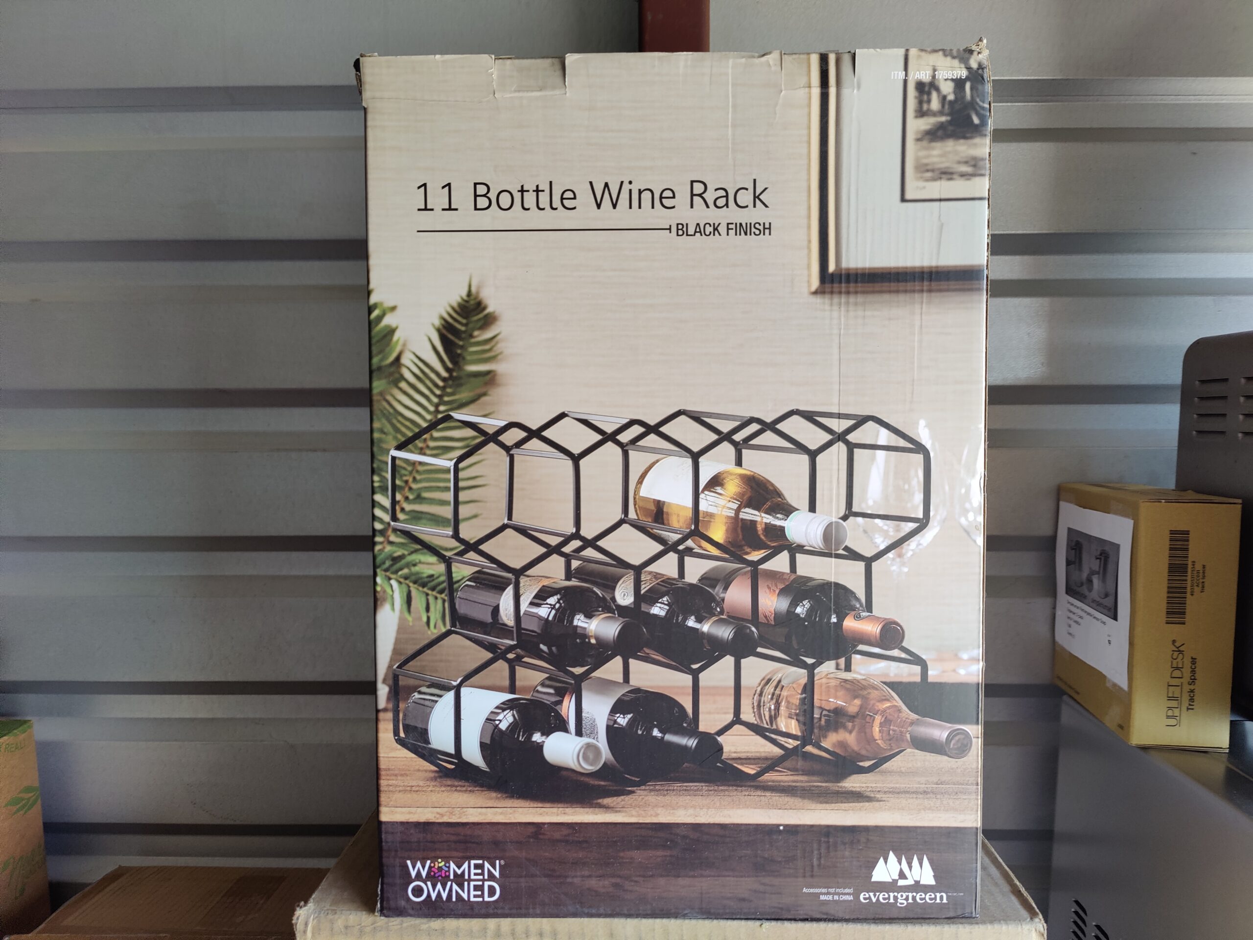 Evergreen 11 Bottle Wine Rack - Black Finish