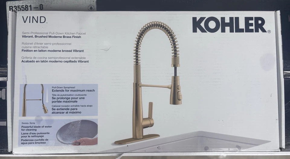 Kohler Vind Semi-Professional Pull-Down Kitchen Sink Faucet - Stainless Finish