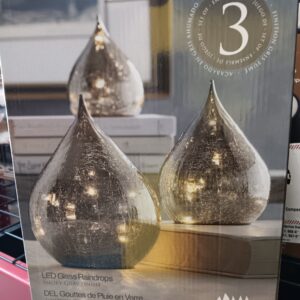 Evergreen LED Glass Raindrops Set of 3