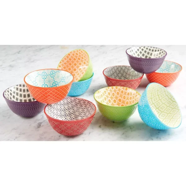 Botanical Stoneware Bowls, 10 Piece Set - Image 2