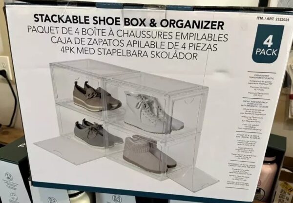Stackable Shoebox & Organizer, 4 Pack