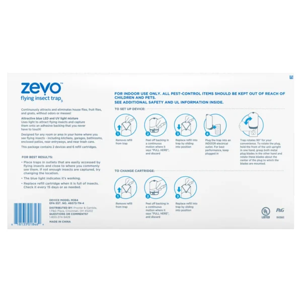 Zevo Flying Insect Trap Starter Kit, 2 Devices + 6 Refills - Image 9