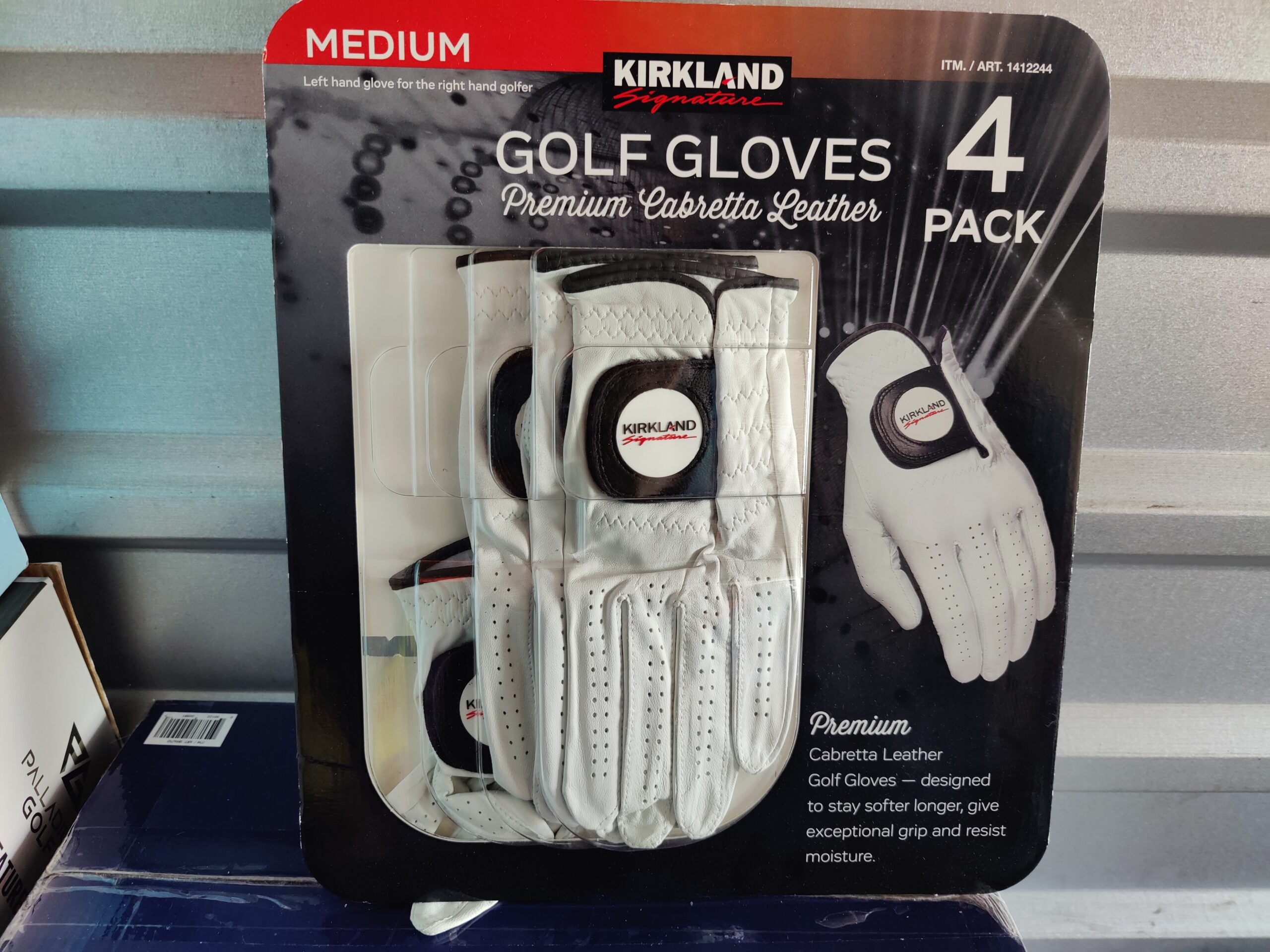 Kirkland Signature Golf Glove, Medium, 4-count