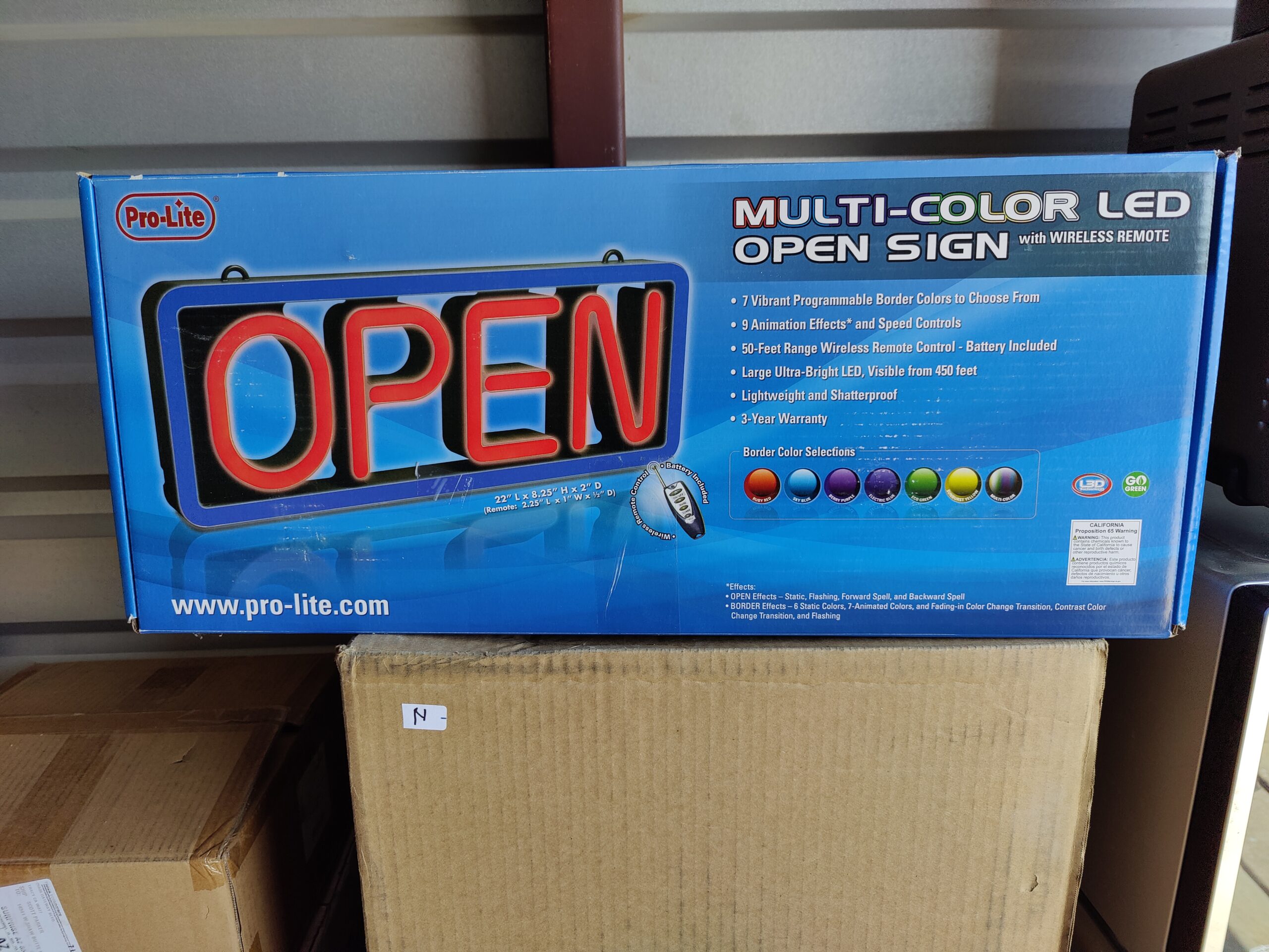 Pro-Lite LED Open Sign, Multicolor, 22"L x 8.25"H
