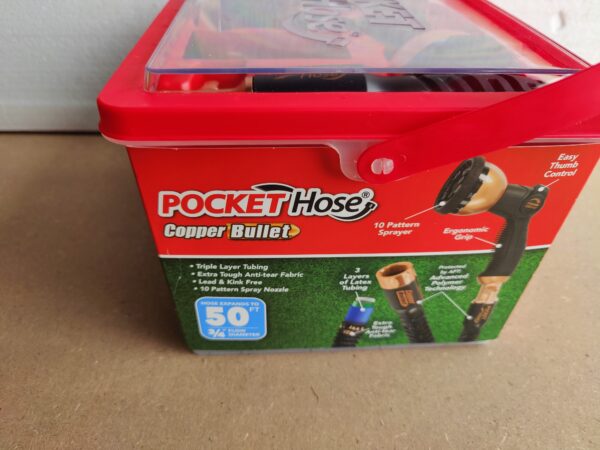 Pocket Hose Copper Bullet Expandable Garden Hose 50 FT with Thumb Spray Nozzle - Image 4