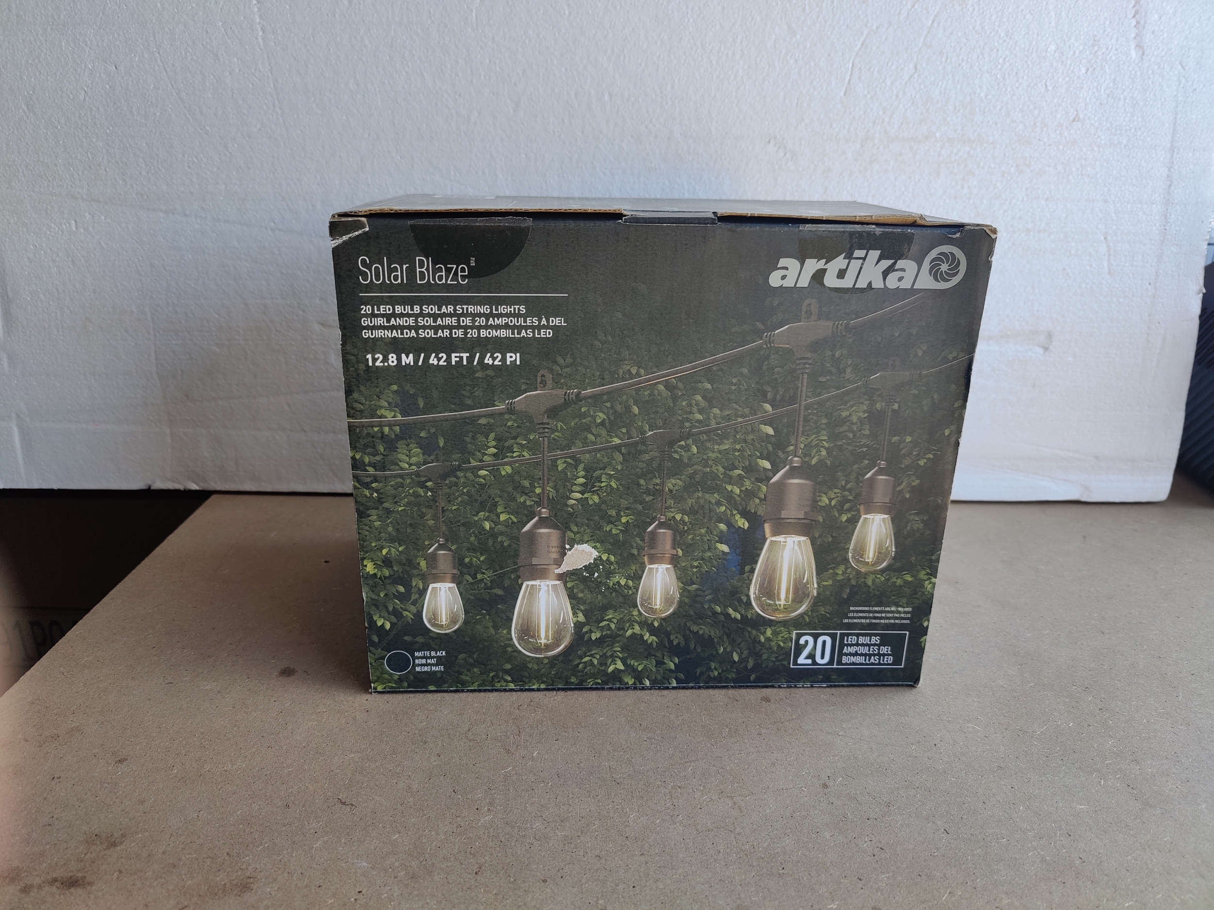 Artika Blaze 20 LED Bulb Outdoor Solar String Lights - Matte Black