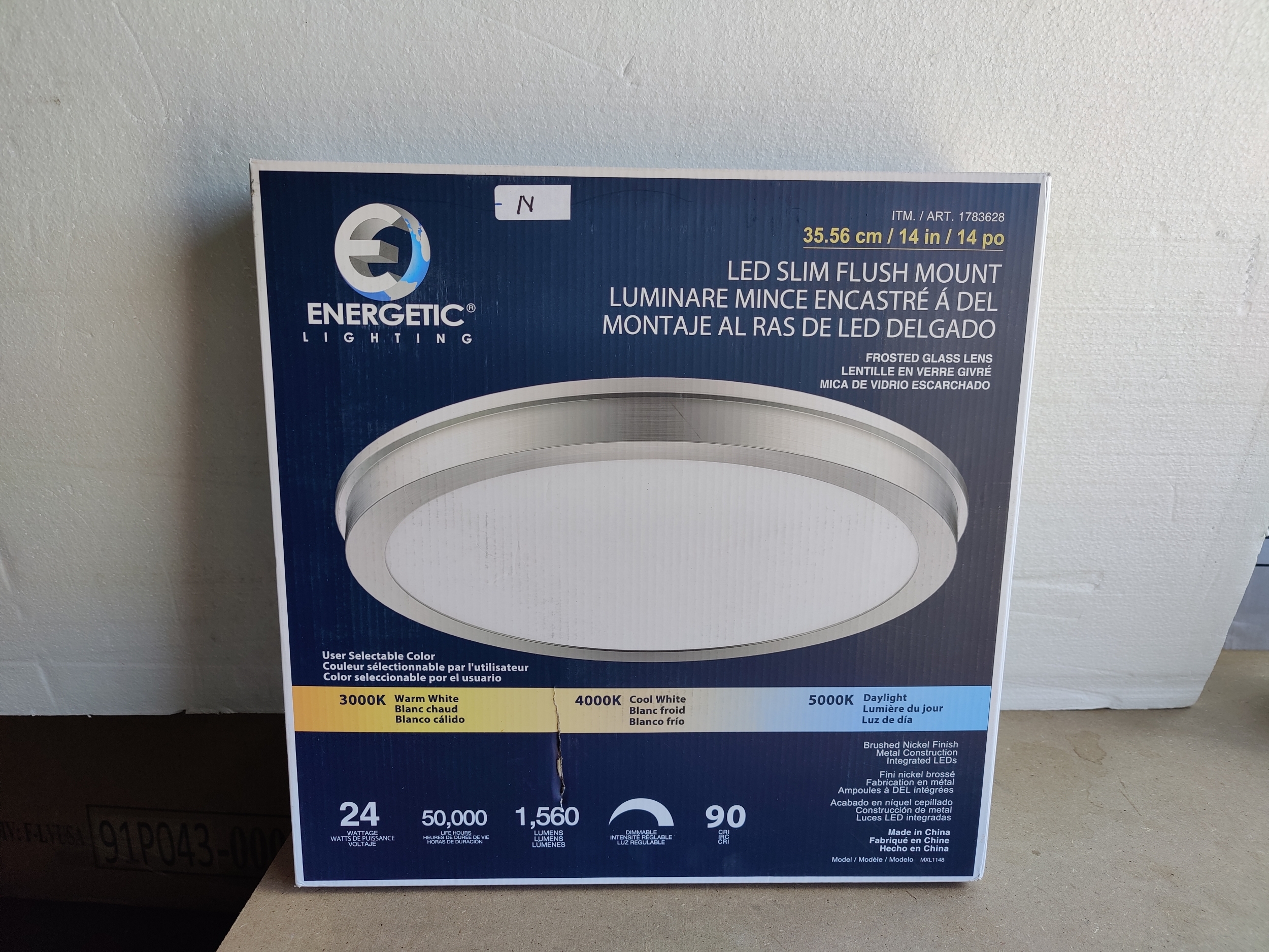 Energetic 14” Slim LED Flush Mount Light Fixture - Brushed Nikel