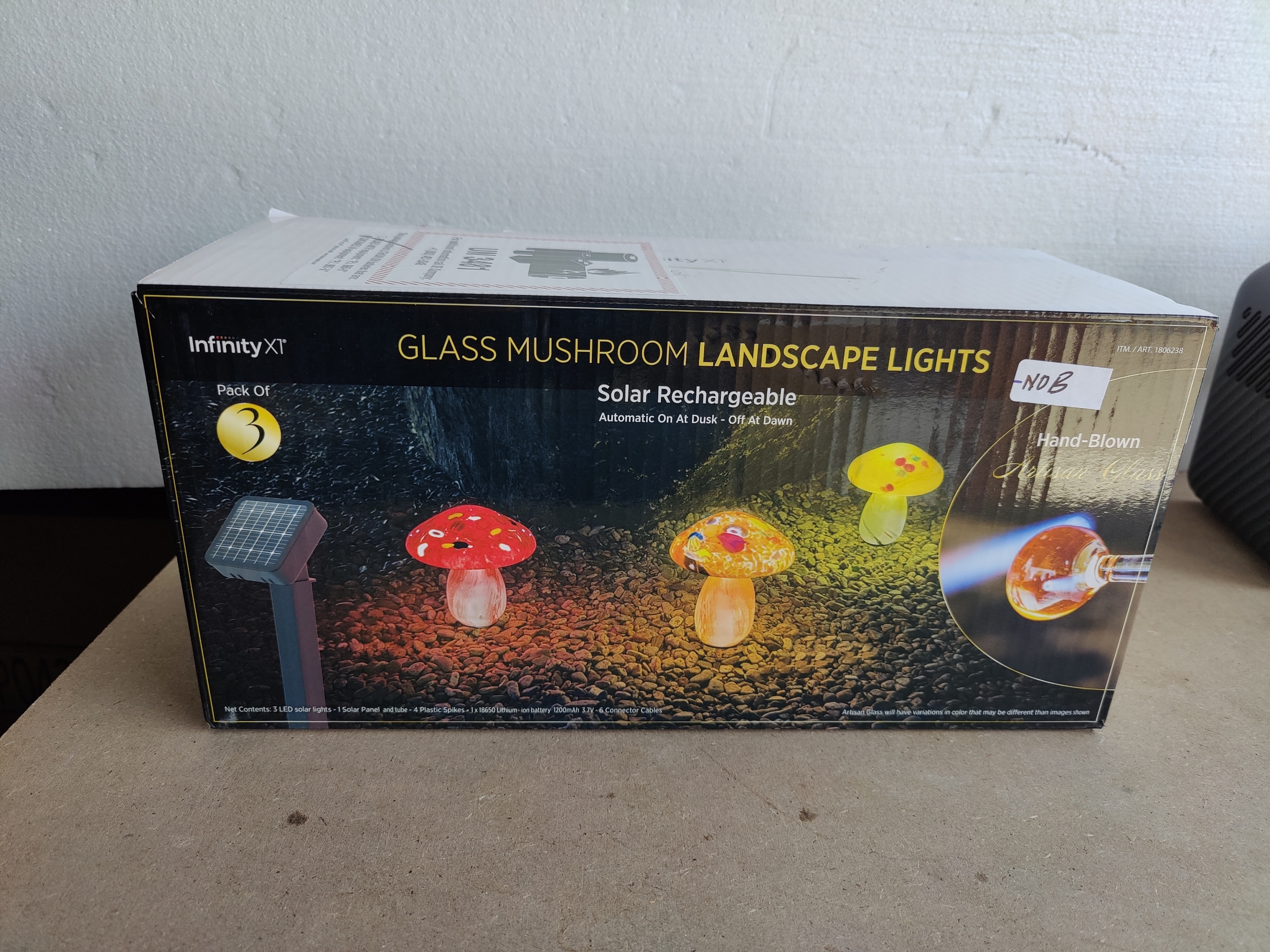Infinity X1 Solar Glass Mushroom Landscape Accent Light, Set of 3 Pack