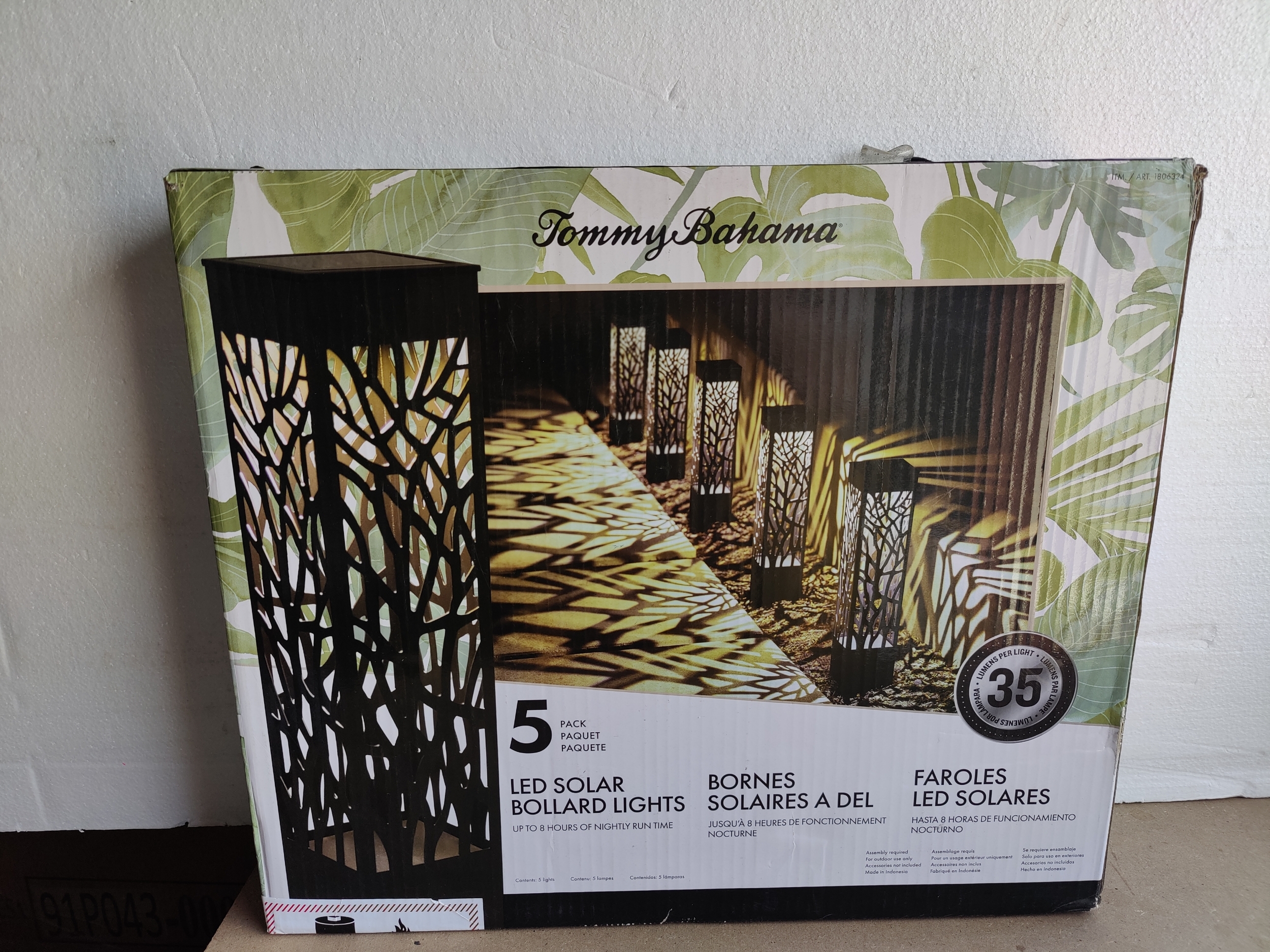 Tommy Bahama Square Solar Bollard Lights, 35 Lumen, 5-pack