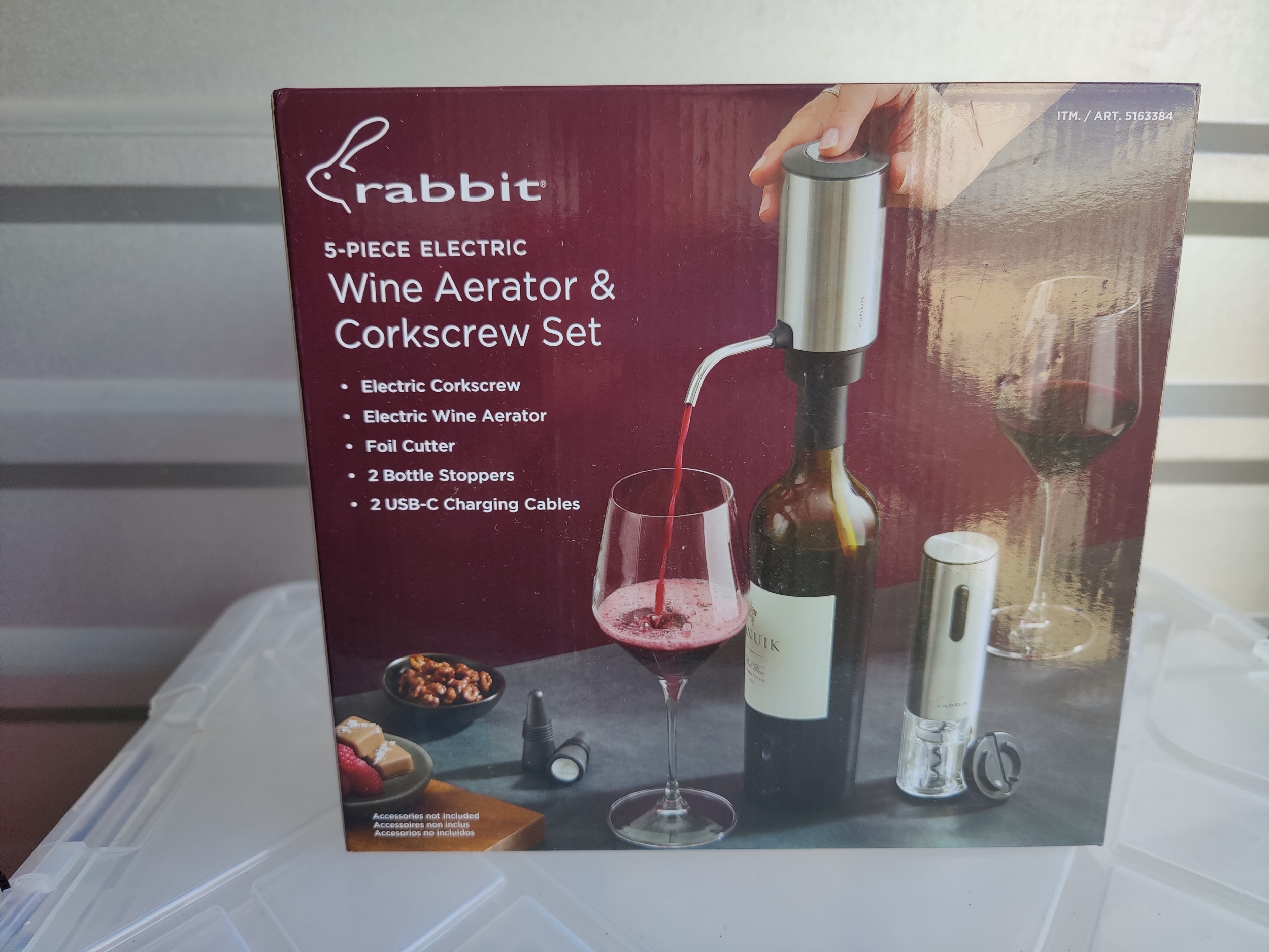 Rabbit Electric Corkscrew And Wine Aerator 5 Piece Set