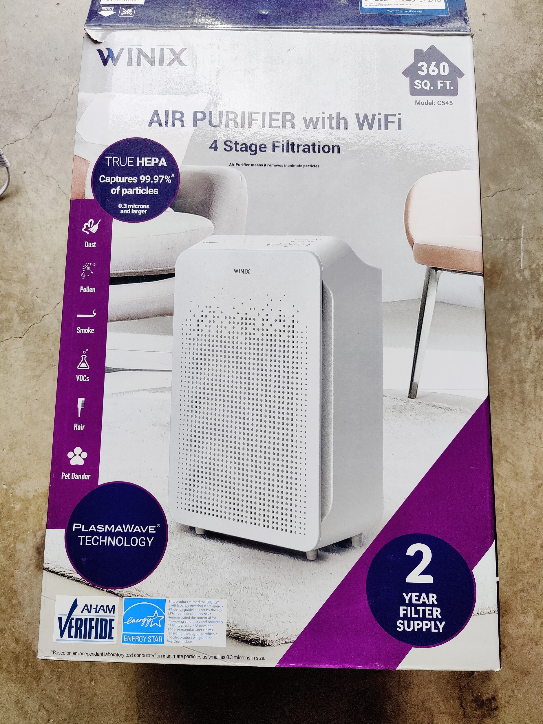 Winix True HEPA 4 Stage Air Purifier with Wi-Fi and Additional Filter