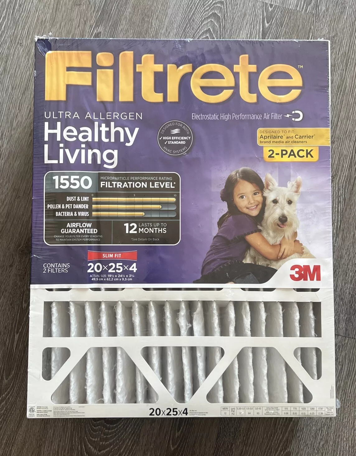3M Ultra Allergen Reduction Deep Pleat 4" Filter, 2-pack, 20x25x4