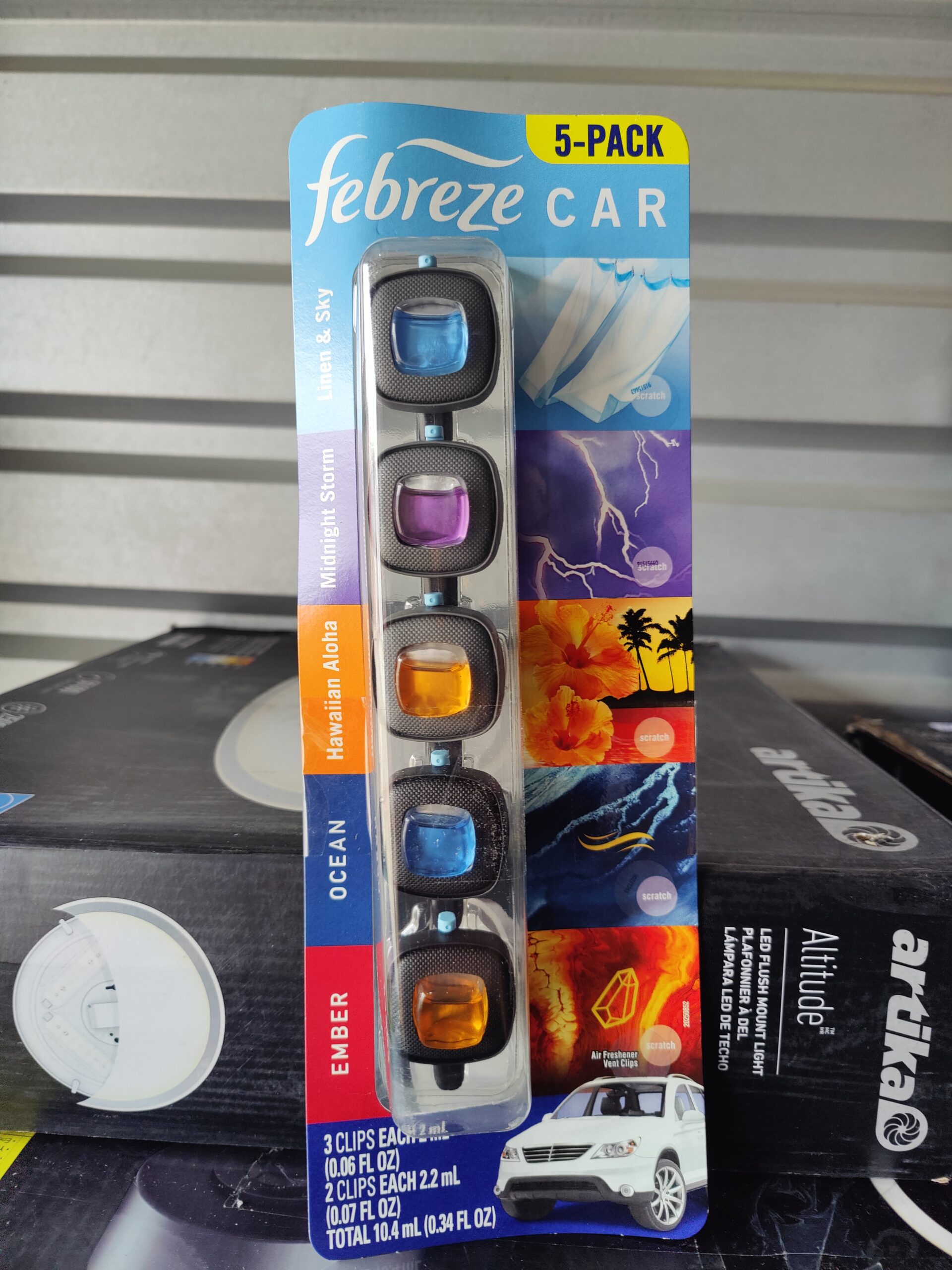 Febreze Air Freshener Car Vent Clips, Linen & Sky, 5-count
