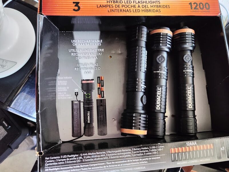 Duracell 1200LM Hybrid LED Flashlight, 3-pack