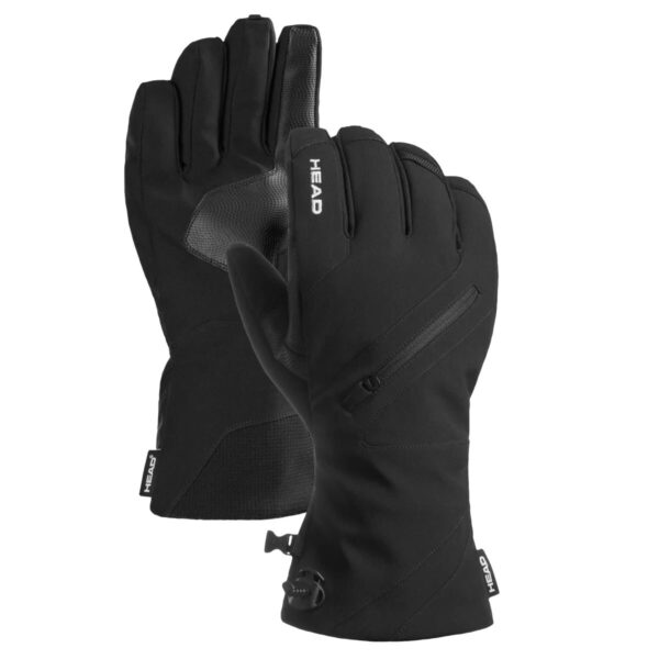 Head Adult Unisex Ski Gloves Black L Works w/Touchscreens Multiuse Zipper Pocket