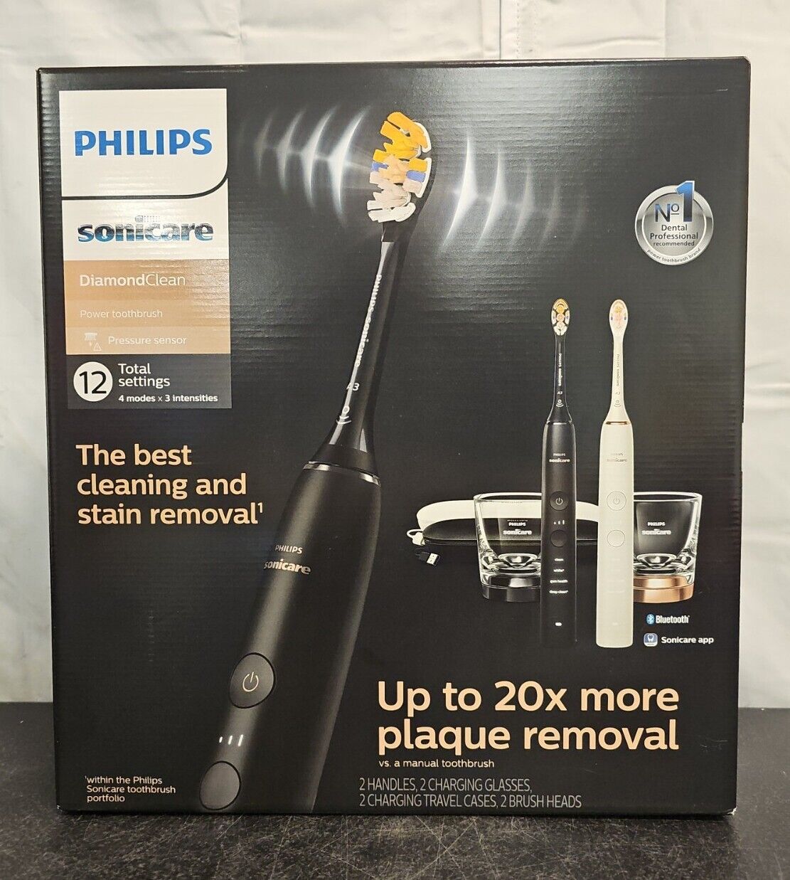 Philips Sonicare DiamondClean Rechargeable Electric Toothbrush Black  and White