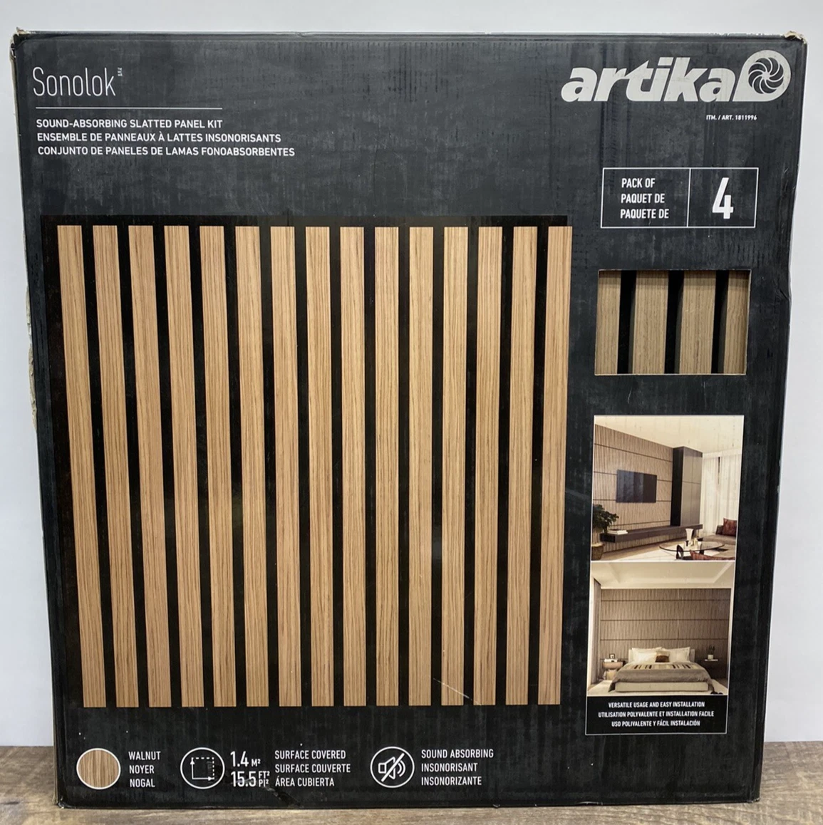 Artika Sonolok Sound-Absorbing Slatted Panel Kit - Oak Finish