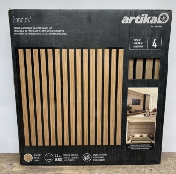 Artika Sonolok Sound-Absorbing Slatted Panel Kit - Oak Finish - Image 6