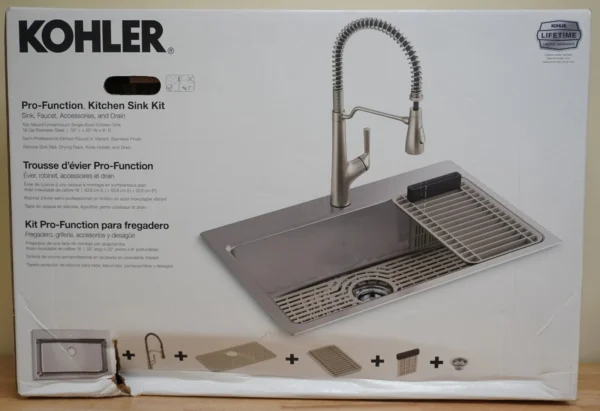 Kohler Pro-Function Kitchen Sink Kit with Vibrant Stainless Steel Faucet - Image 2