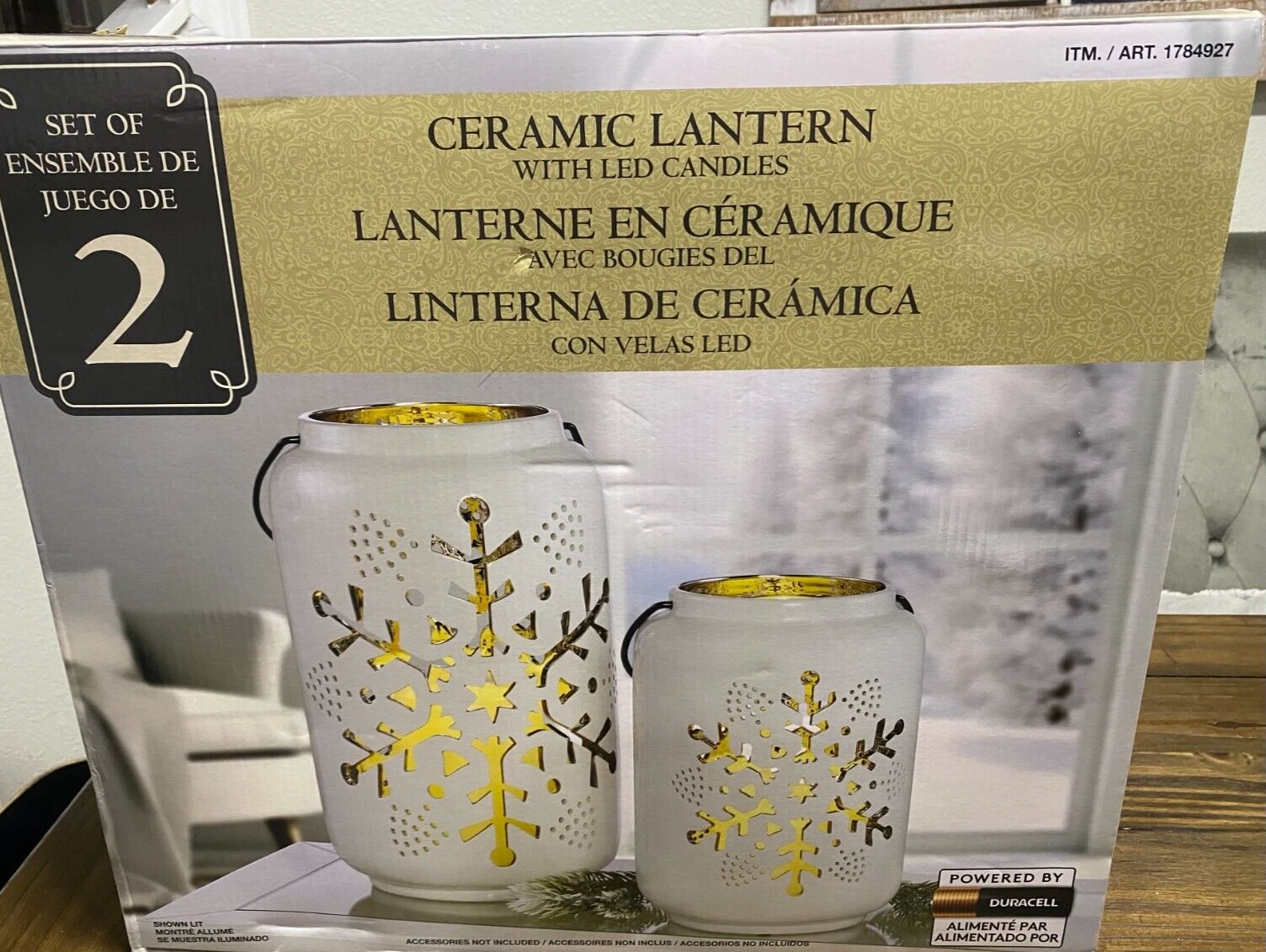 Ceramic Snowflake Lantern 2 Piece